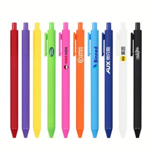 Best Bulk Plastic Cheap Multicolored Rubber Coated Ballpoint <b>Pens</b> OEM <b>Retractable</b> Custom Printed Logo BKS LY7388 Black Ink - Product Image 2