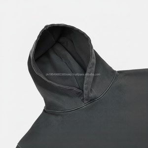 Sweat-shirt à capuche en coton 100% 400 GSM, poids lourd, délavé à l'acide noir, coupe ample, sweat-shirt vintage pour homme - Product Image 1