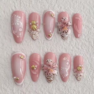Unterstützen Sie benutzer definierte Ihre eigenen Designs und Verpackungen Hochwertige 10 Stück 100% hand gefertigte Presse auf Nägeln 3D Nail Art Falsche Nägel - Product Image 3