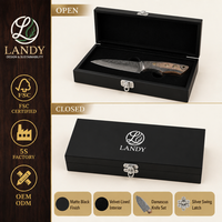 Boîte cadeau de luxe en bois noir mat avec doublure en velours pour l'emballage de lames en acier, vente en gros d'articles de cuisine haut de gamme OEM