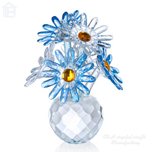 Figurina Decorativa in <span class=keywords><strong>Cristallo</strong></span> CH con Fiori di Margherita Blu, Fermacarte per Casa e Ufficio con Confezione Regalo per San Valentino - Product Image 1