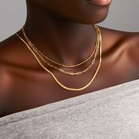 Collection de colliers en acier inoxydable plaqué or 18 carats HP276 pour femme, avec chaînes serpent et styles variés, chaîne polyvalente pour clavicule