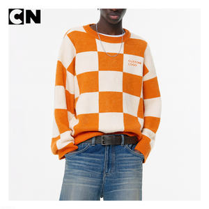 Suéter con Certificación GRS, Logotipo Personalizado de Fábrica, Suéter de Punto para Hombre, de Poliéster y Algodón, con Estampado Jacquard de Letras y Cuadros, para Invierno - Product Image 2