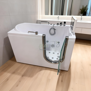 <span class=keywords><strong>Baignoire</strong></span> en acrylique avec fonction massage par remous <span class=keywords><strong>pour</strong></span> les personnes <span class=keywords><strong>à</strong></span> mobilité réduite, <span class=keywords><strong>porte</strong></span> de sécurité, barre d'appui, vidange facile, design écologique et confortable - Product Image 6