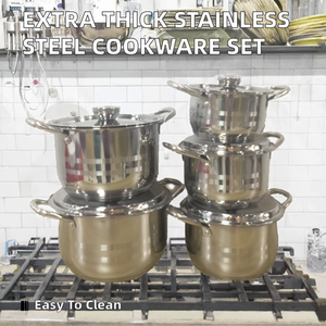 Ensemble de casseroles <span class=keywords><strong>Lechen</strong></span> Modern 5 pièces en acier inoxydable à double fond extra épais, compatible lave-vaisselle, écologique, 16-28 cm - Product Image 2