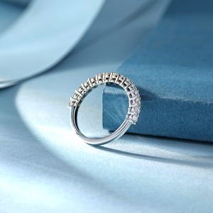 Bague de fiançailles classique en or blanc 18 carats avec diamants naturels demi-éternité, placage rhodium de haute qualité, pour femme, usage quotidien et soirées - Product Image 3