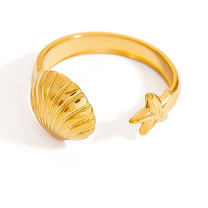 Stainless Steel Starfish <b>Ring</b> 18K Gold Plated Seashell Design Unisex Fashion Jewelry Gift - Product Image 5