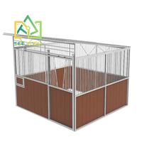 Stall pour chevaux portable Seepoem sur mesure avec porte coulissante, construction en bambou/contreplaqué, structure en acier durable, garantie 1 an