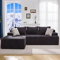 L-Shape Compressed <b>Sofa</b>, Modern Corduroy Convertible Couch Sectional Home <b>Storage</b> Leisure Furniture Foldable Compressed Couch B0 - Product Image 5