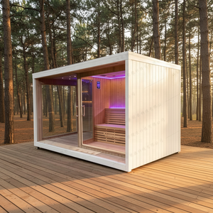 Sauna commercial moderne avec <span class=keywords><strong>douche</strong></span>, capacité 2 personnes, chauffage à vapeur sèche 9KW, construction <span class=keywords><strong>en</strong></span> <span class=keywords><strong>bois</strong></span> massif de pruche, éco-responsable et <span class=keywords><strong>solaire</strong></span> - Product Image 4
