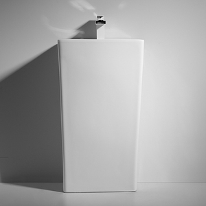 Lavabo de Pedestal con Superficie de Drenaje Inclinada, Laterales Planos, Borde Trasero Elevado y Grifo de Sobremesa para Baño de <span class=keywords><strong>Hotel</strong></span> - Product Image 4
