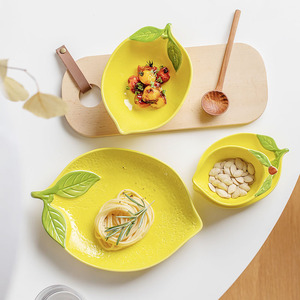 Plato de cena de fruta de cerámica para el hogar creativo, <span class=keywords><strong>vajilla</strong></span> de limón duradera y ecológica para fiestas - Product Image 2