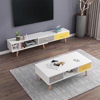 Table basse nordique à coins arrondis, design moderne et luxueux pour salon, petit appartement, combinaison meuble TV