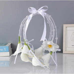 Ramo de Novia de Lirios Calla con Perlas de Lujo LANJO, Ramo Artificial para Fotos de Boda y para la Novia - Product Image 6