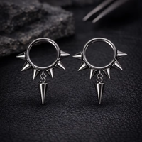 En gros Anneau de nez, boucles d'oreilles et clicker de septum en titane ASTM F136 plaqué or, style punk gothique avec pique et pendentif cône, cadeau de mariage, bijoux corporels