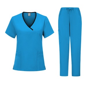 Women's Scrub Set Short Sleeve Knitted Moisture Wicking Hospital Uniforms For Dental Veterinary Beauty Salon - Product Image 5