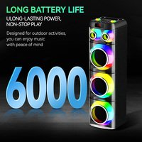 Altavoz SING-E JQS-9831 RGB LED DJ Party Blue T con Micrófono Inalámbrico de 300W PMPO para Karaoke en Casa, Uso en Exteriores, Computadora y Teléfono Móvil