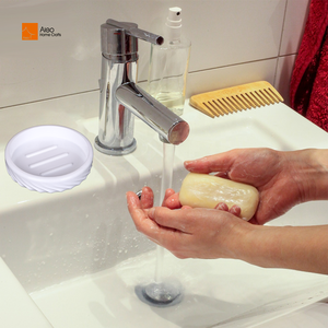 Jabonera Portátil Elegante de Poliresina Blanca Aleo, Suave y Cómoda, con Patas de Goma Duraderas, para Baño, Ducha, Cocina, Fregadero, Hotel - Product Image 2