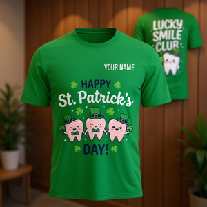 T-shirt personnalisé pour la Saint-Patrick, motif dents joyeuses, cadeau pour dentiste et hygiéniste - Product Image 3