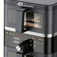 Friteuse à air Anbolife 10L antiadhésive à écran tactile, double panier, avec fonctions, temps et températures variées, appareil électroménager