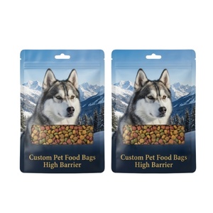 Sachets plats refermables en Mylar imprimés sur mesure, sacs en plastique anti-odeur à fermeture éclair, emballage à trois soudures pour friandises et aliments pour animaux de compagnie - Product Image 1