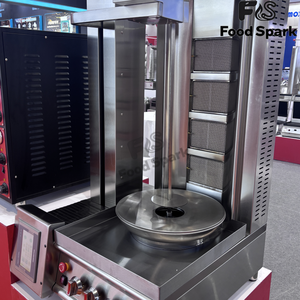 Machine à <span class=keywords><strong>kebab</strong></span> à gaz 4 brûleurs / Machine à doner / Machine à shawarma avec découpe automatique pour snacks - Product Image 5