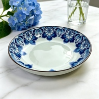 Assiettes en céramique bleues et blanches, style oriental, assiettes en porcelaine, assiettes à dîner en céramique pour les fêtes, vente à prix réduit, ensembles de vaisselle de luxe