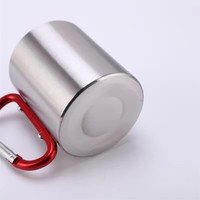 Mug personnalisé unique avec logo, durable, 300 ml, 10 oz, mug à café en acier inoxydable, mug de voyage, gobelet à eau avec clip mousqueton pour le camping