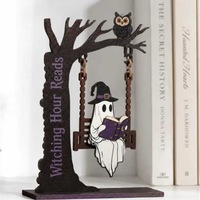 Ornement d'étagère en acrylique imprimé, motif fantôme d'Halloween, décoration saisonnière pour étagère, bureau et décoration intérieure