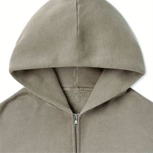 Factory Custom <b>Pullover</b> Long Sleeve Zipper Coated Jacket Embroidery Silk Screen Print Oversized Streetwear Winter Solid - Product Image 3