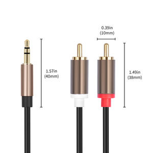 Câble audio stéréo AUX 3,5 mm vers 2RCA en gros pour téléphone, ordinateur portable, haut-parleur, caisson de basses, <span class=keywords><strong>amplificateur</strong></span> de puissance – 1 m, 2 m, 3 m - Product Image 5