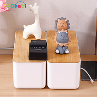 Probebi CSB01 gestion de la multiprise de bureau boîte de rangement en plastique conteneur organisateur de câble avec couvercle en bambou