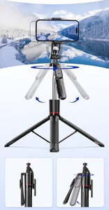 <span class=keywords><strong>Adyss</strong></span> A900 Support de photographie mobile tout-en-un, trépied de bureau pliable, bâton de selfie en ABS, longueur extensible de 1500 mm - Product Image 2