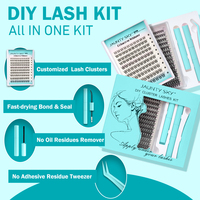 Kit de Pestañas en Racimo a Precio de Fábrica con Adhesivo y Sellador, Set de Pestañas en Racimo DIY, Segmentos de Pestañas Precortados de 0.05 y 0.07 mm