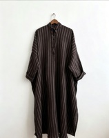 Abaya en lin rayé personnalisée avec fentes latérales, respirante, légère, robe modeste pour femmes musulmanes, vêtements islamiques, abaya modeste