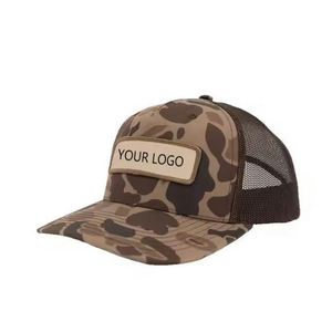 Casquettes Trucker 5 Panneaux en Maille Souple Camouflage Tendance avec Patchs en Cuir PU Diamant Personnalisés et Visière Courbée – Casquette Trucker A-Frame - Product Image 3