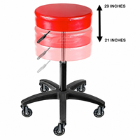 Nouvelle Arrivée Tabouret Pivotant à Roulettes Réglable avec Siège Rembourré en Mousse PU, Base en MDF et 5 Roulettes à Glisse Lisse pour Cosmétologie