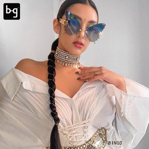 Ala Gafas de sol Marco Etiqueta blanca Tonos Mujeres Gafas de Sol de marca Mujeres Sexy Gafas de sol con forma de mariposa - Product Image 1