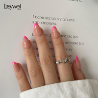 Easywell Nouveaux faux ongles à presser 30-32 pièces, formes amande et French, en acrylique de luxe réutilisable, autocollants pour salon de manucure, pour filles, vente en gros