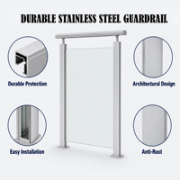 Balustrade minimaliste en verre trempé |   Rampe sans cadre pour balcon, terrasse, escalier |   Colonne en acier inoxydable non perforée