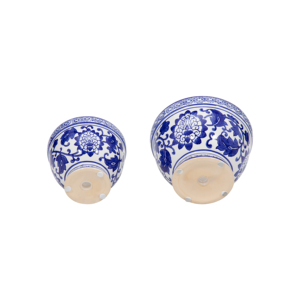 Pots à fleurs Chinoiserie en grès céramique, design floral, pour intérieur et extérieur - Product Image 5