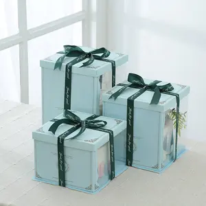 Kunden spezifisches Design Einzigartige PET-Kunststoff verpackungs box in Lebensmittel qualität Quadratische transparente hohe Kuchen box mit Deckel