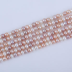 Perles d'eau douce naturelles Zhuji, 5-5,5 mm, blanc poudre, violet, couleurs mélangées, presque perles, matériel de fabrication de bijoux DIY, accessoires - Product Image 4