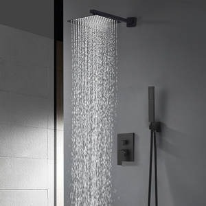 Pommeau de douche pluie carré USA avec bras d'extension de 12 pouces grand pommeau de douche pluie cascade <span class=keywords><strong>corps</strong></span> complet - Product Image 4