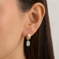 Gemnel nouveaux bijoux de mode en gros Style bohême or 18 carats Vermeil S925 perles d'eau douce topaze bleue cerceaux boucle d'oreille pendante