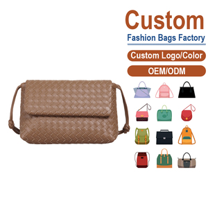 Soft Cowhide Woven Vintage Summer <b>Square</b> Shoulder Bag Knotted Single Strap Design Commuting Women's Premium Custom Logo - Product Image 1