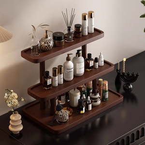 Solid Wood <b>Desktop</b> Cosmetic Organizer 3 Tier Storage Rack For Skincare Perfume Makeup Display <b>Shelf</b> - Product Image 4