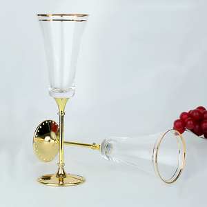Verrerie en cristal pour vacances de mariage, dégustation charonnay, vin étincelant, sublimation, verre de <span class=keywords><strong>champagne</strong></span> avec bordure dorée - Product Image 4