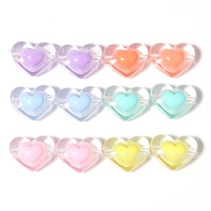 Cuentas acrílicas transparentes de doble corazón de 13 mm de colores mixtos para joyería DIY, llaveros y cadenas para teléfonos. - Product Image 5