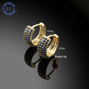 Bán Chạy Nhất Srl Hoàng Gia Màu Xanh Pha Lê Hoop Bông Tai Sang Trọng Vàng-Mạ Đồ Trang Sức Bằng Đồng Cho Phụ Nữ Tik Tik Instagram Phong Cách Thời Trang - Product Image 1